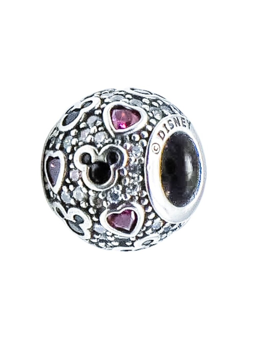 Pandora Disney Mickey & Hearts Sterling Silver CZ Charm Retired